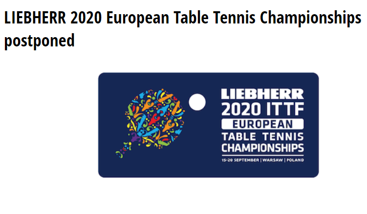 Championnats d'Europe 2020 annulés